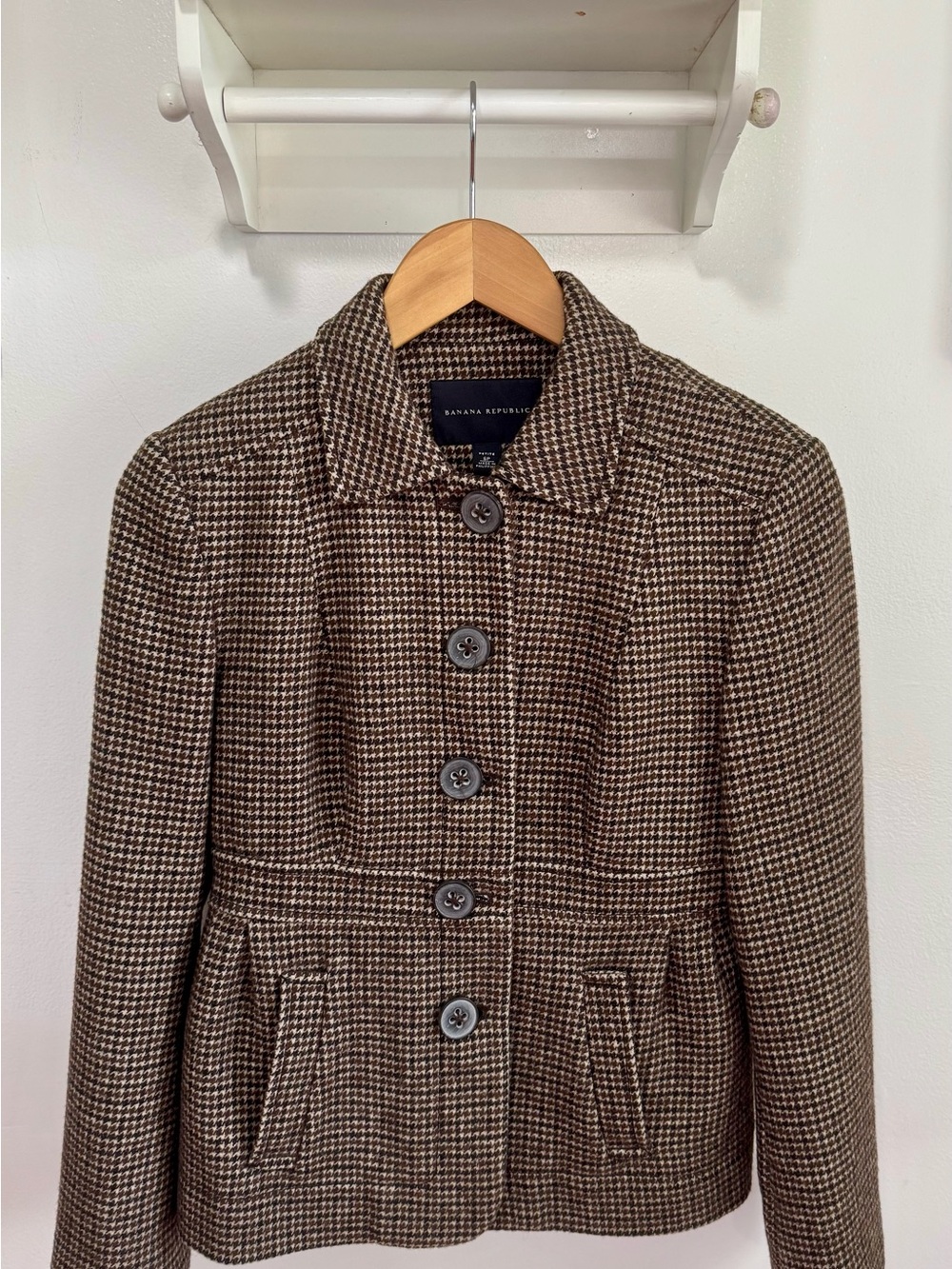 Banana Republic Women's Brown & Cream Houndstooth Blazer